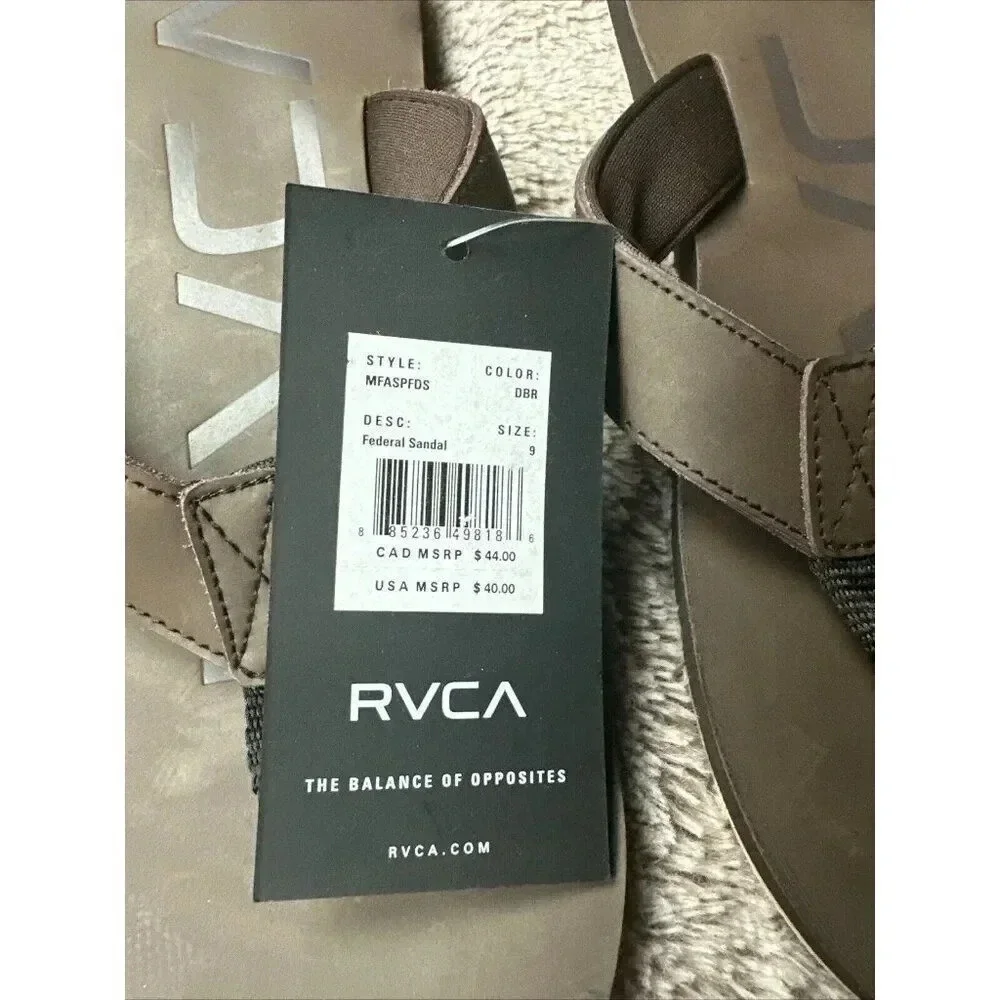 RVCA Mens VA Sport Federal Sandals - Dark Brown Size 9